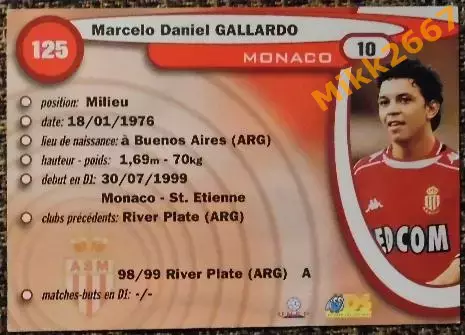 Marcelo Daniel GALLARDO. Коллекция DS France Foot 2000 1