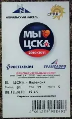ЦСКА Москва - Валенсия. Евролига, сезон 2010-2011