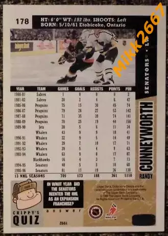 Randy CUNNEYWORTH. Коллекция Collector's Choice NHL 1996-1997 1
