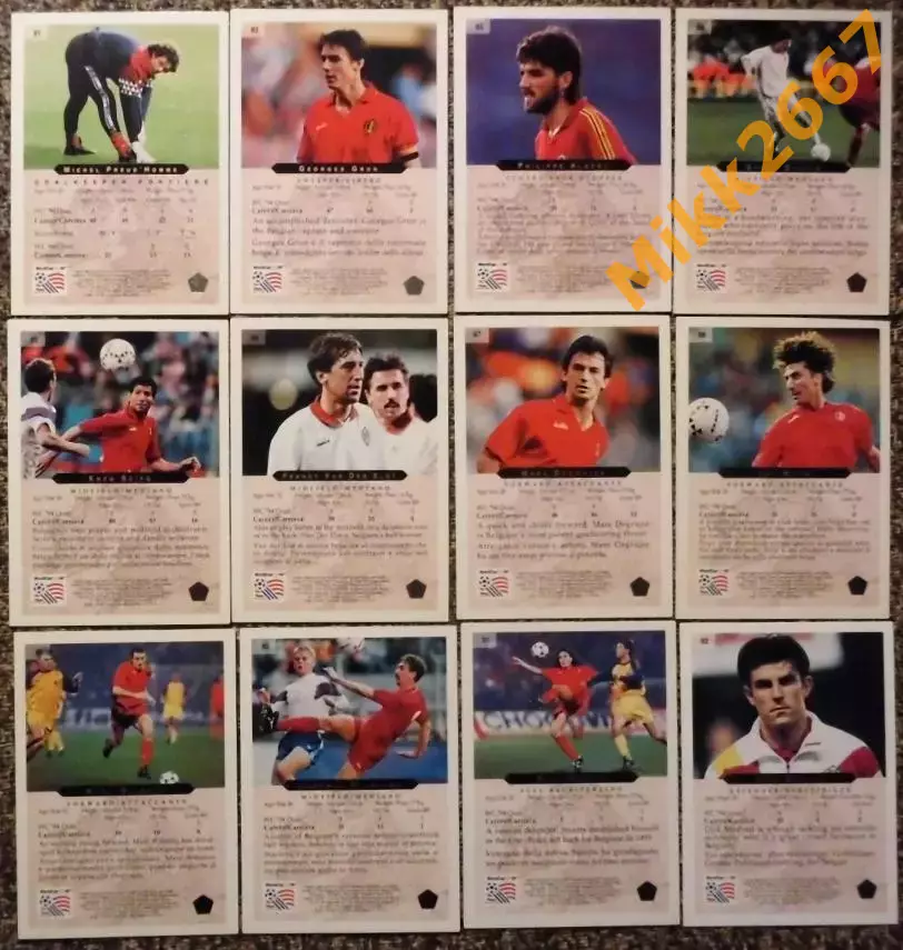 Сборная Бельгии. Полный комплект. Коллекция Upper Deck Чемпионат Мира США 1994 1