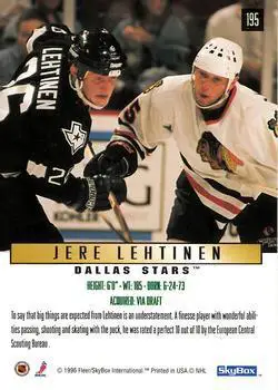 1995-96 SkyBox Impact Jere Lehtinen 1