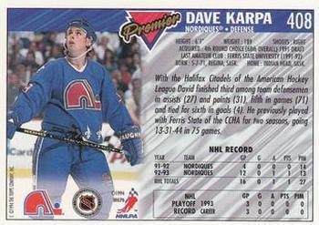 1993-94 Topps Premier Dave Karpa 1
