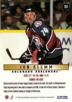 1995-96 SkyBox Impact Jon Klemm 1