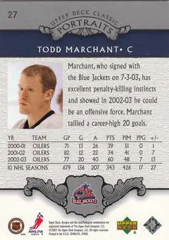 2003-04 Upper Deck Classic Portraits Todd Marchant 1