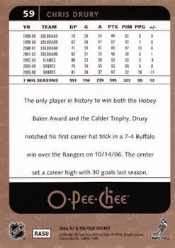 2006-07 O-Pee-Chee Chris Drury 1