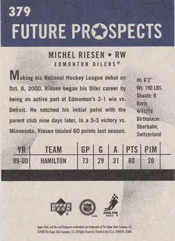 2000-01 Upper Deck Vintage Michel Riesen 1