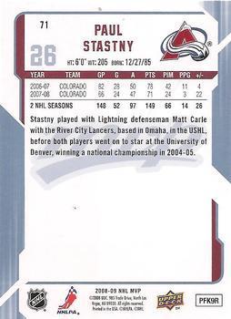 2008-09 Upper Deck MVP Paul Stastny 1