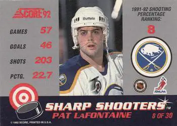 1992-93 Score - Sharp Shooters Pat LaFontaine 1