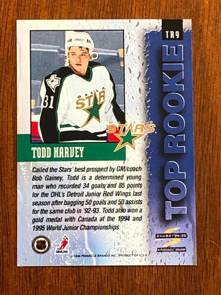 1994-95 Score - Top Rookie Todd Harvey 1