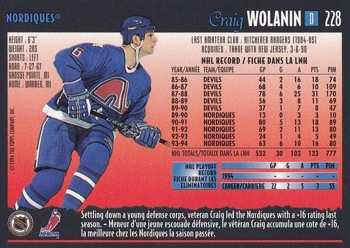 1994-95 O-Pee-Chee Premier - Special Effects Craig Wolanin 1