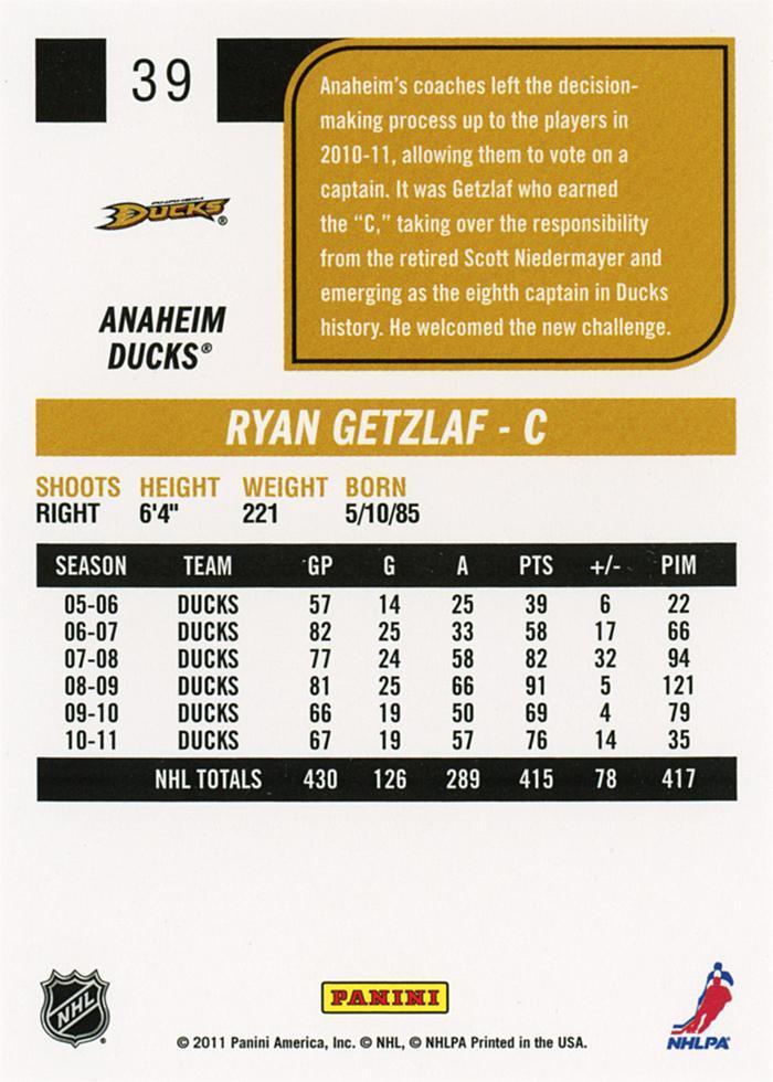 2011-12 Score Ryan Getzlaf 1