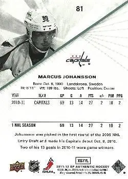 2011-12 SP Authentic Marcus Johansson 1