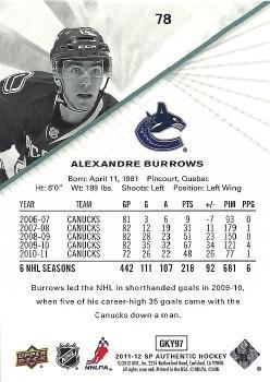 2011-12 SP Authentic Alexandre Burrows 1