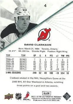 2011-12 SP Authentic David Clarkson 1