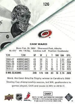 2011-12 SP Authentic Cam Ward 1