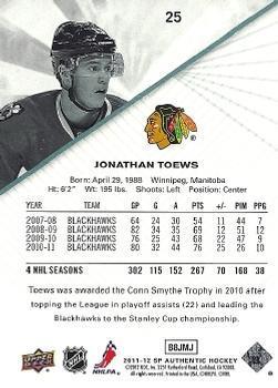 2011-12 SP Authentic Jonathan Toews 1