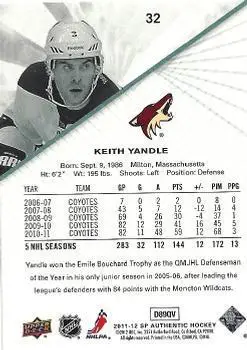 2011-12 SP Authentic Keith Yandle 1