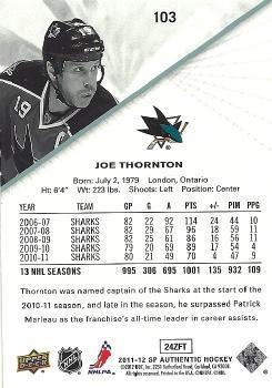 2011-12 SP Authentic Joe Thornton 1