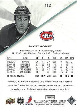 2011-12 SP Authentic Scott Gomez 1