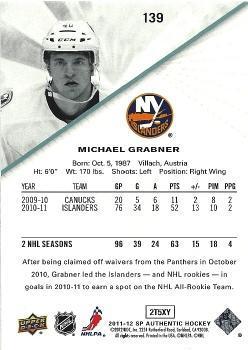 2011-12 SP Authentic Michael Grabner 1