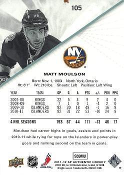 2011-12 SP Authentic Matt Moulson 1