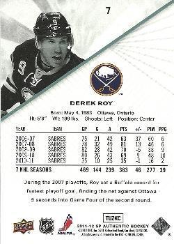 2011-12 SP Authentic Derek Roy 1