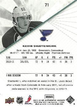 2011-12 SP Authentic Kevin Shattenkirk 1