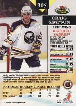 1993-94 Stadium Club Craig Simpson 1