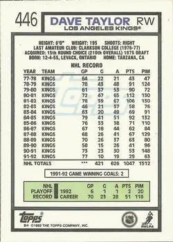 1992-93 Topps Dave Taylor 1