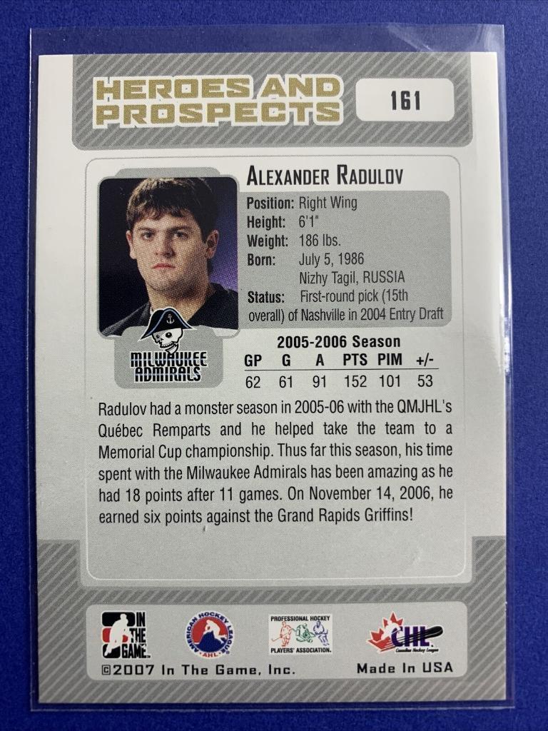2006-07 In The Game Heroes and Prospects Alexander Radulov 1