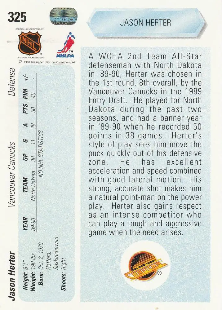 1990-91 Upper Deck Jason Herter 1