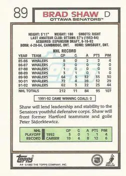 1992-93 Topps Brad Shaw 1