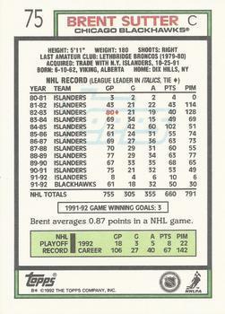 1992-93 Topps Brent Sutter 1