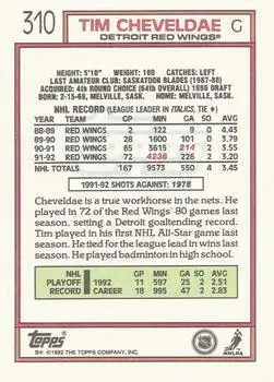 1992-93 Topps Tim Cheveldae 1