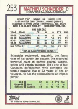 1992-93 Topps Mathieu Schneider 1