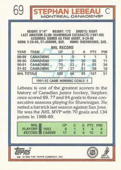 1992-93 Topps Stephan Lebeau 1