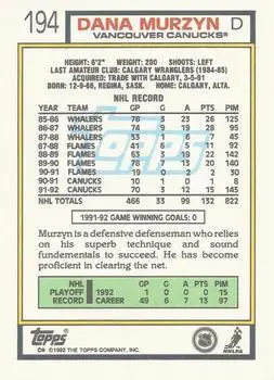 1992-93 Topps Dana Murzyn 1
