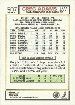 1992-93 Topps Greg Adams 1