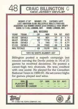 1992-93 Topps Craig Billington 1