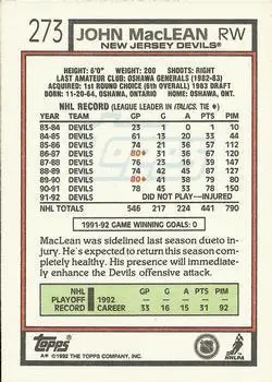 1992-93 Topps John MacLean 1