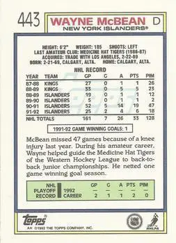 1992-93 Topps Wayne McBean 1