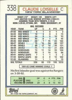 1992-93 Topps Claude Loiselle 1