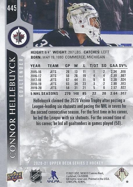 2020-21 Upper Deck Connor Hellebuyck 1