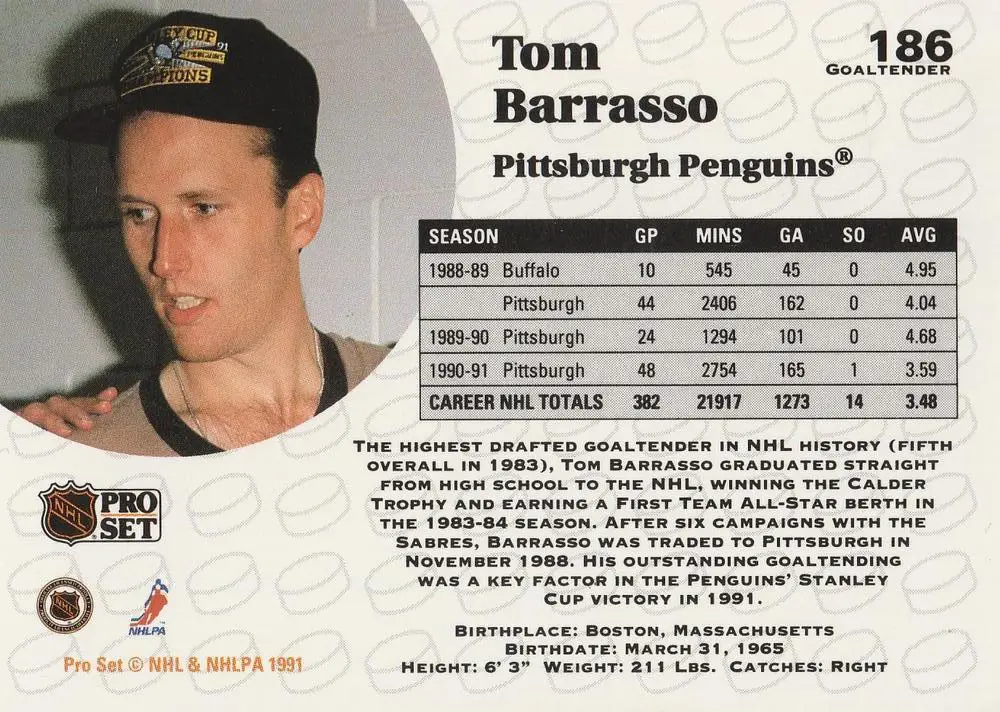 1991-92 Pro Set Tom Barrasso 1