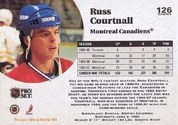 1991-92 Pro Set Russ Courtnall 1