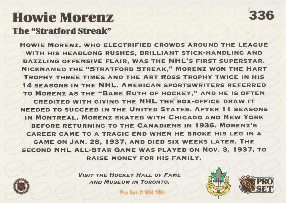 1991-92 Pro Set Howie Morenz 1
