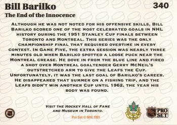 1991-92 Pro Set Bill Barilko 1