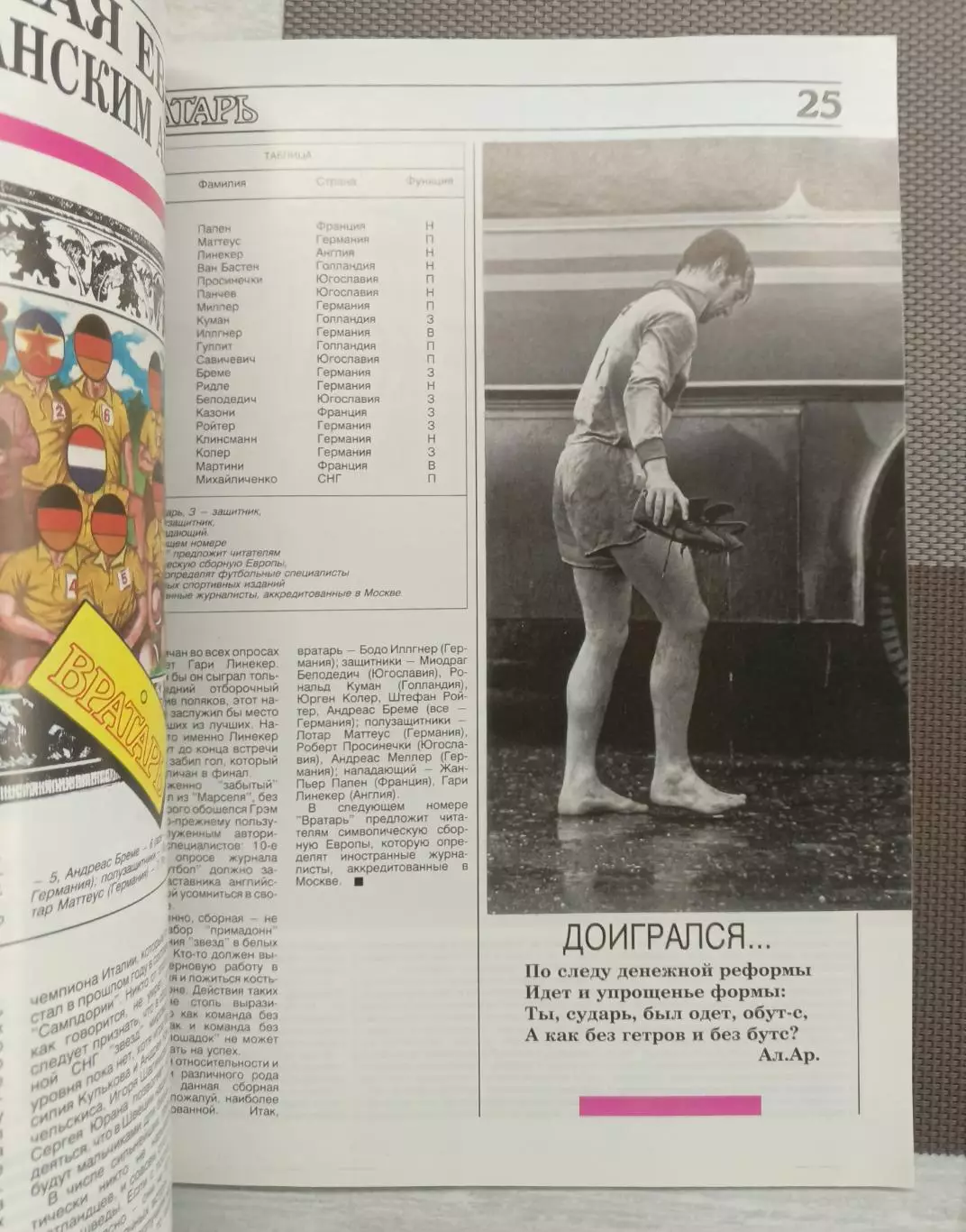 Журнал. Вратарь. Номер 1 и 2 1992 год. Футбол. 3