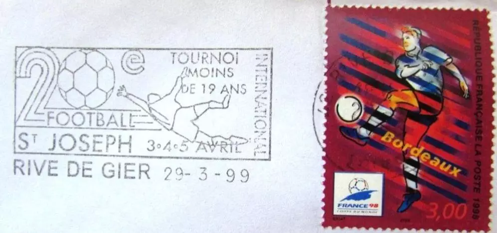 Футбол .Франция .1999 год. Спецгашение. 1