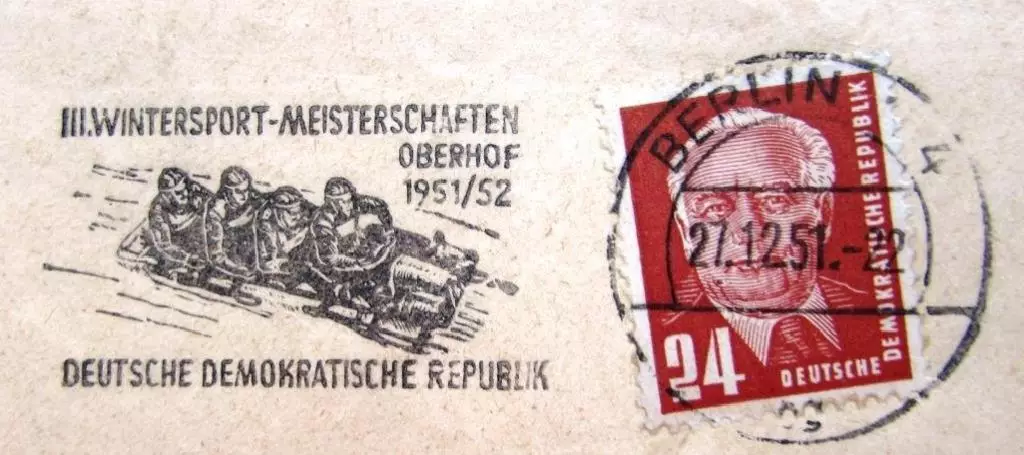 Германия 3 Чемпионат по зимним видам спорта Оберхоф Спецгашение 1951 1